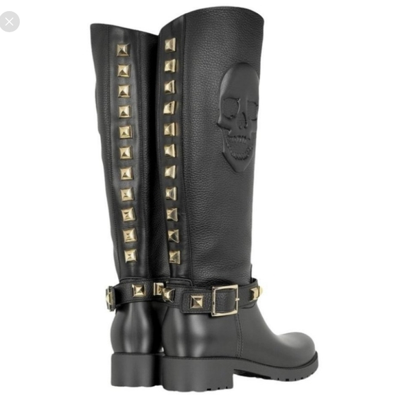 Philipp PLEIN LEATHER / RUBBER RAINBOOTS - Picture 2 of 7